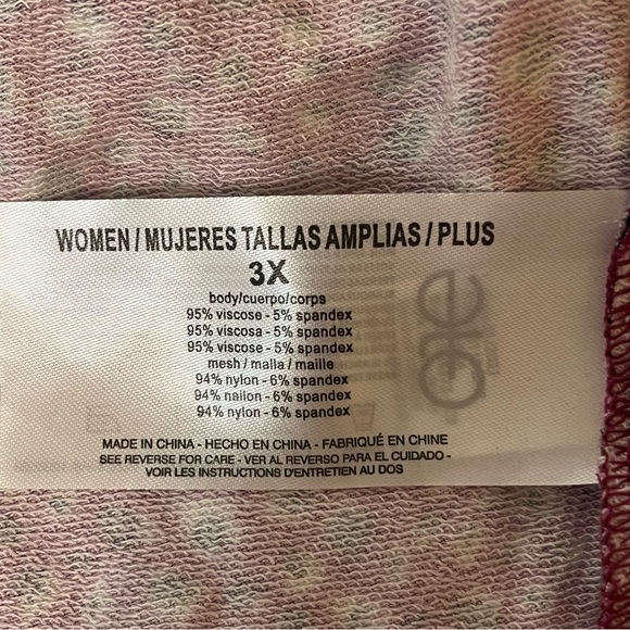 SkinnyGirl Mesh Shoulder Long Sleeve V-Neck Berry Sweatshirt Blouse Size 3X New! - Picture 8 of 9